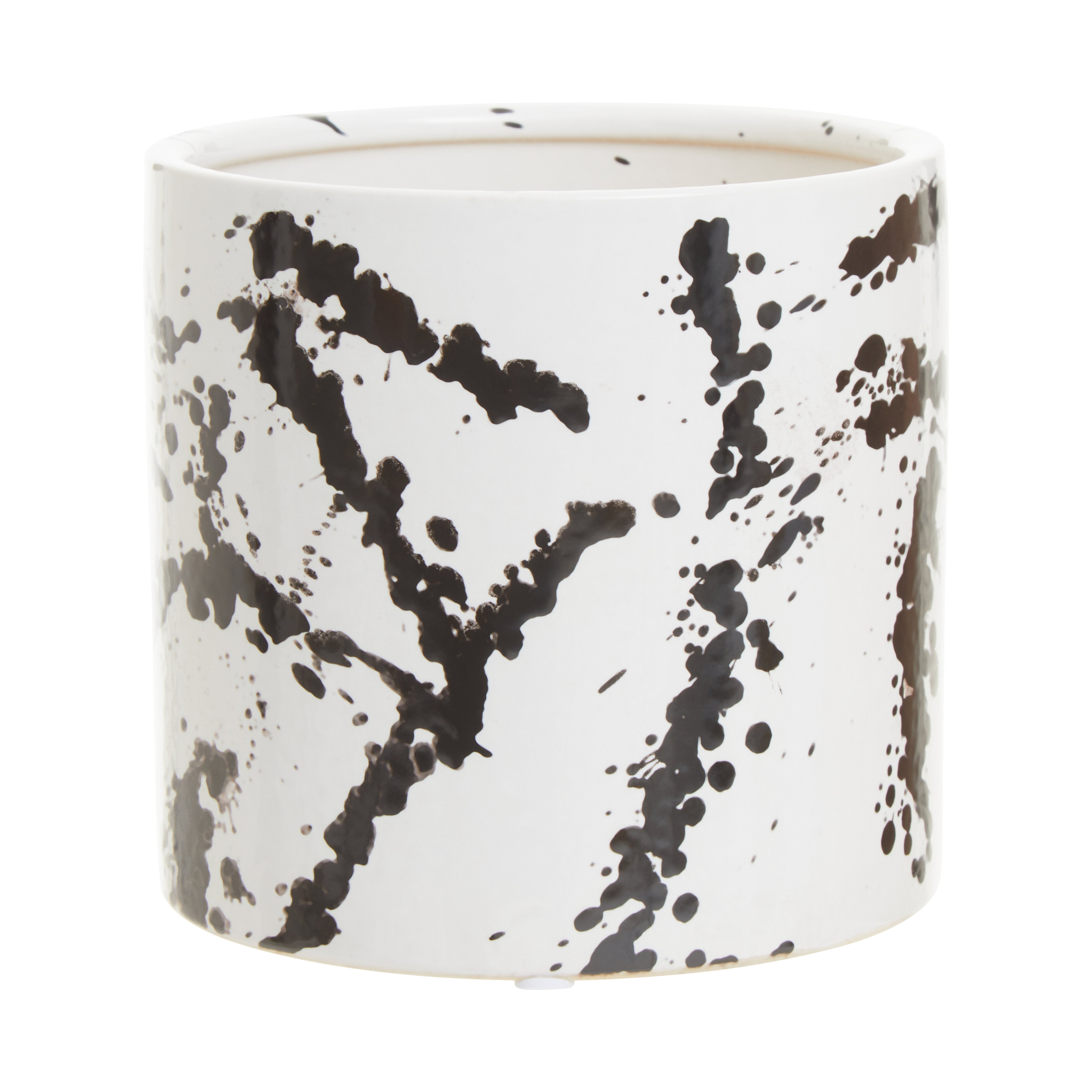Agnes Black & White Splash Ceramic Planter | Small